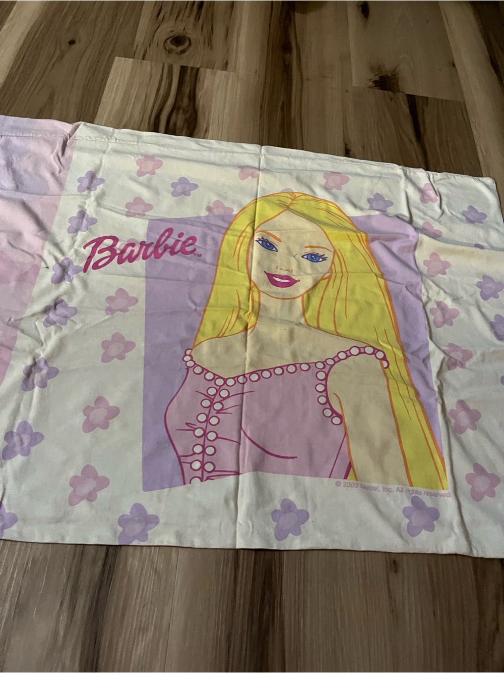 Barbie 2002 rare purple pink floral pillowcase
